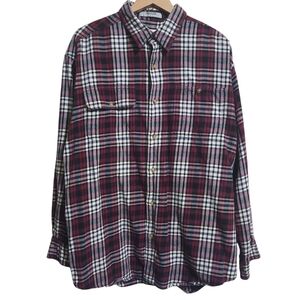 Orvis Flannel Shirt Black Red White Pen Pocket Sturdy Button Down Mens‎ Large